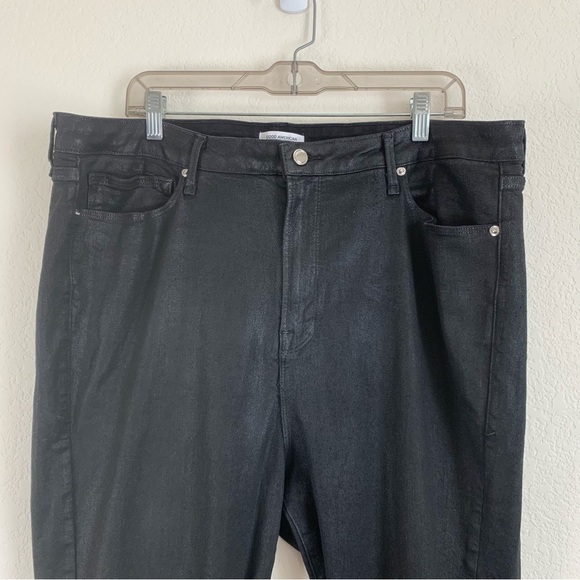Good American womens black good legs coated jeans 22 - Picture 6 of 7